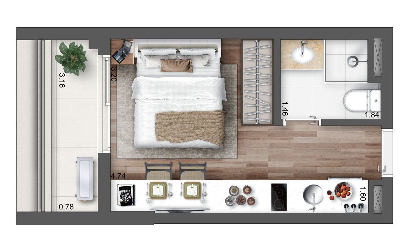 Planta Flat - 21m²